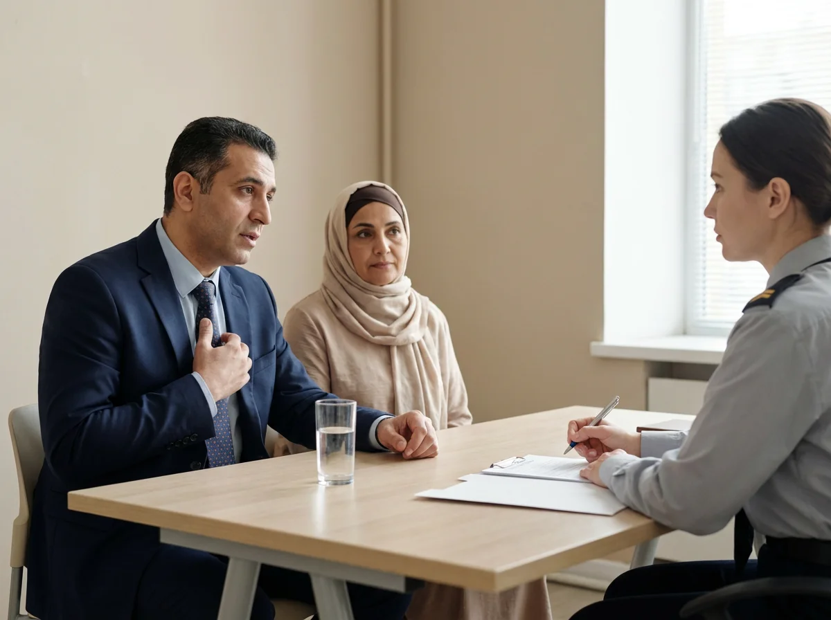Immigration court interpreter assisting at USCIS interview and asylum hearing proceedings